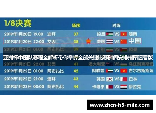 亚洲杯中国队赛程全解析带你掌握全部关键比赛时间安排指南速看版